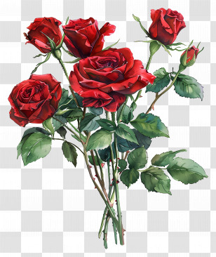 Rose Flower - Red Roses Bouquet Illustration Transparent PNG