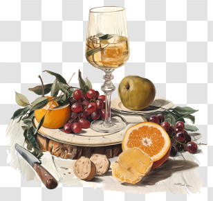 Food Drinks - Still Life With Fruits And Glass Transparent PNG