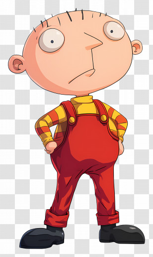 Stewie Griffin - Cartoon Character In Red Overalls Transparent PNG