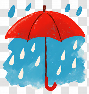 Red Umbrella - Red Umbrella In Rainy Backdrop Transparent PNG