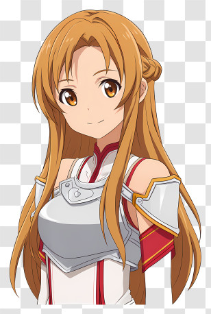 Asuna - Cute Brown-Haired Armored Anime Girl Transparent PNG