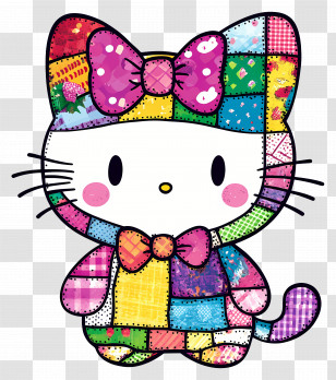 Hello Kitty - Patchwork Cat Cartoon Character Transparent PNG