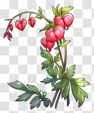 Bleeding Heart Flowers - Pink Heart-shaped Flowers In Nature Transparent PNG