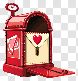 Valentine Mail Box - Red Love Mailbox With Heart Decoration Transparent PNG