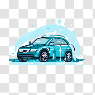 Car Wash - Car Illustration During Washing Process Transparent PNG