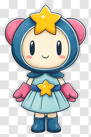 Acrobat Aqua - Adorable Star Girl Cartoon Transparent PNG