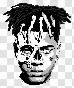 Xxxtentacion - Skull Face Art Illustration Transparent PNG