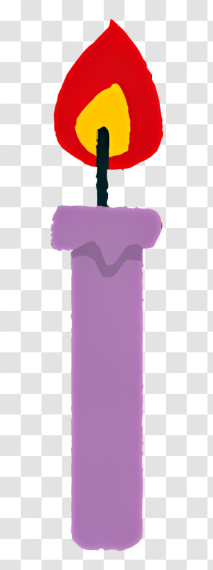 Birthday Candle - Purple Candle With A Bright Flame Simplistic Design Transparent PNG