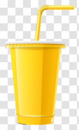 Disposable Cup - Yellow Drink Cup With Straw Transparent PNG