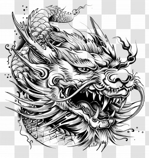 Dragon Tattoo - Fierce Mythical Dragon Transparent PNG