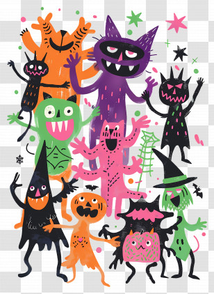 Cartoon Monsters - Colorful Halloween Monsters Transparent PNG