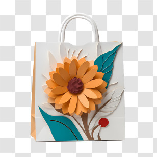 Paper Bag - Flower Bag With Decorative Design Transparent PNG