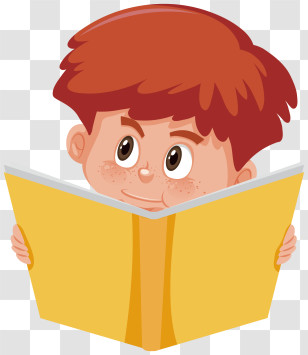 Boy Reading Book - Young Boy Reading A Yellow Book Transparent PNG