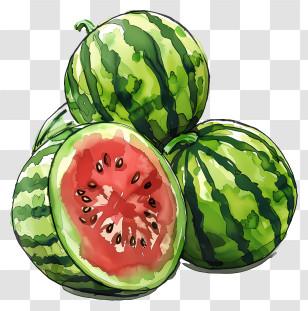 Watermelons - Realistic Watermelon And Sliced Pieces Artworks Transparent PNG