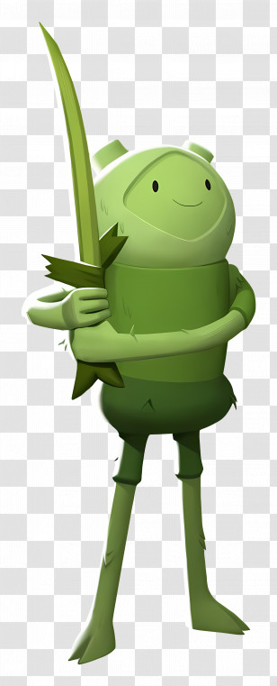 Finn The Human - Green Plant Character Holding Sword Transparent PNG