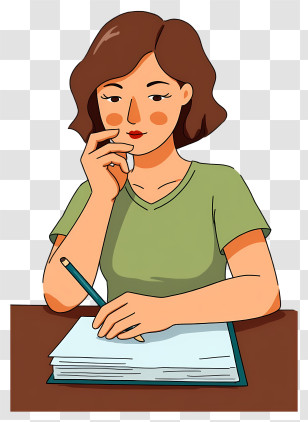 Woman Writing With Pencil - Woman Writing In Notebook Transparent PNG