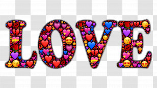 Love Emoji - Colorful LOVE Letters With Hearts And Emojis Transparent PNG