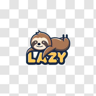 National Lazy Day - Cartoon Sloth With Lazy Text Logo Concept Transparent PNG