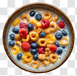 Cereal Bowl - Bowl Of Cereal With Berries And Milk Transparent PNG