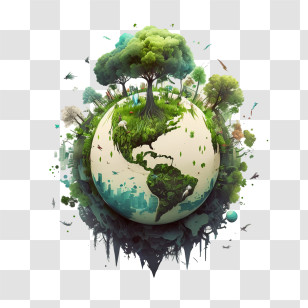 Environment Day
 - Eco-Friendly Globe Illustration With Green Trees Transparent PNG