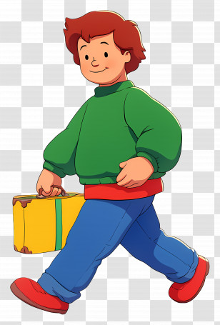 Walking Boy - Cartoon Boy With Travel Suitcase Transparent PNG