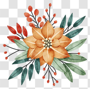 Cartoon - Orange Flower Artistic Illustration Transparent PNG