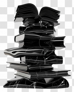Books Black - Black Melted Books Stack In Modern Art Style Transparent PNG