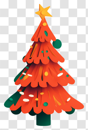 Christmas Tree Decoration - Minimalist Red Christmas Tree Design Transparent PNG