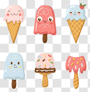 Ice Cream Cones - Variety Of Cartoon Ice Cream Illustrations Transparent PNG