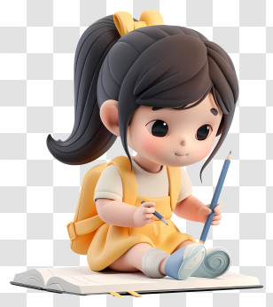 Little Girl Drawing - Girl Drawing In Yellow Dress Transparent PNG