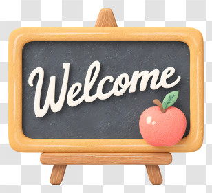 Welcome School Blackboard - Welcome Blackboard With Apple Transparent PNG