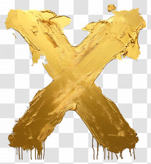 Gold X - Golden Painted X Transparent PNG