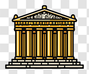 Parthenon Building Icon - Golden Ancient Temple Illustration Transparent PNG