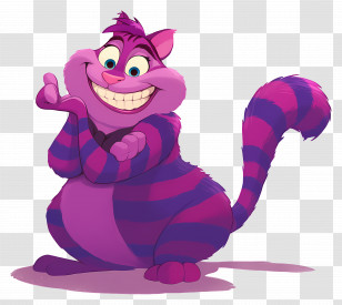 Cheshire Cat - Purple Striped Cartoon Cat Illustration Transparent PNG