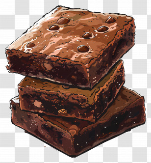 Brownies - Stack Of Chocolate Brownies With Chips Transparent PNG