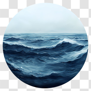 Sea - Ocean Waves Illustration In Circular Design Transparent PNG