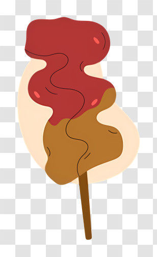 Korea Food - Red And Brown Cotton Candy On Stick Transparent PNG