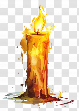 Candle - Artistic Dripping Candle With A Flame Transparent PNG