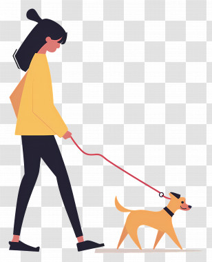 Woman Walking Dog - Woman Walking Her Dog On A Leash Transparent PNG