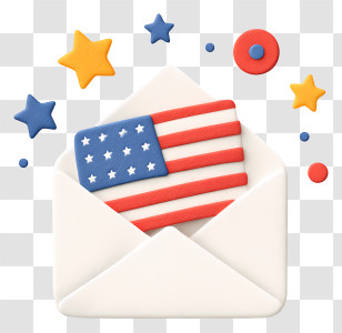 Fourth Of July Email - American Flag In Envelope Transparent PNG
