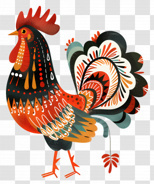 Rooster - Colorful Rooster Illustration Transparent PNG