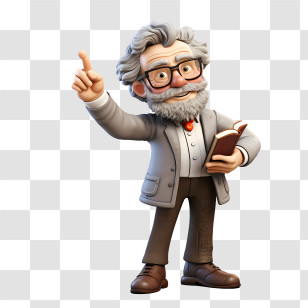 Professor - Cartoon Style Professor Holding A Book Transparent PNG
