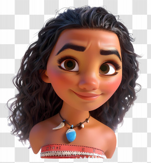 Moana - Charming Animated Girl With Necklace Illustration Transparent PNG