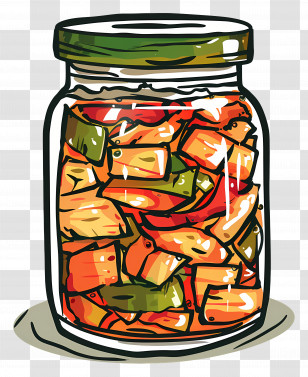 Kimchi Jar - Colorful Vegetable Pickle Jar Illustration Transparent PNG