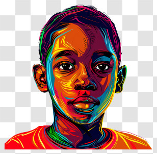African Boy - Modern Pop Art Inspired Colorful Portrait Of A Child Transparent PNG