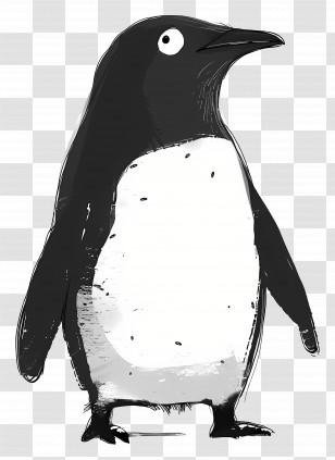 Cartoon Penguin - Cartoon Penguin Illustration In Pencil Style Transparent PNG