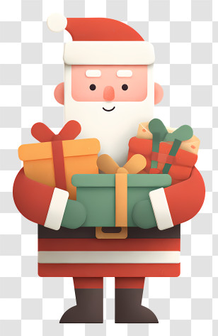 Santa Distributing Christmas Gifts - Santa Claus With Gifts Transparent PNG