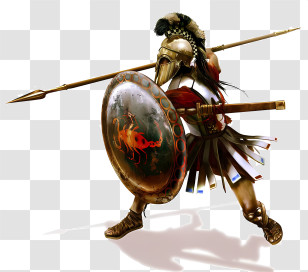 Ancient Greek - Ancient Soldier With Spear And Shield Transparent PNG