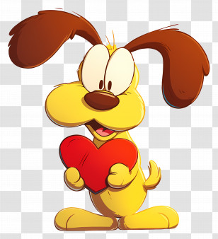 Cartoon Character - Cartoon Dog Holding Red Heart Transparent PNG