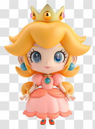 Princess Peach - Adorable Princess Character In Pink Dress Transparent PNG